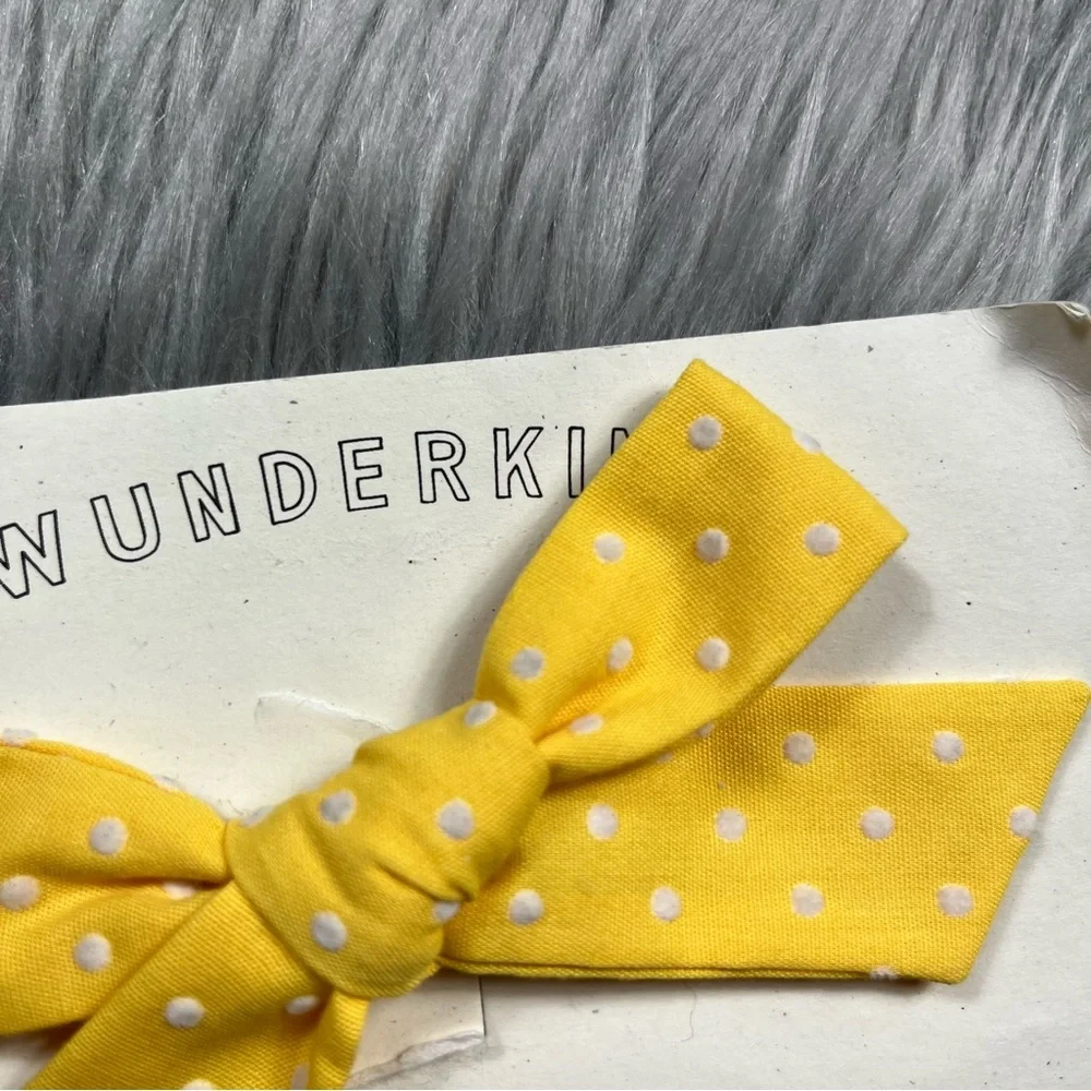 Wunderkin yellow Swiss dot bow clip